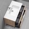 Free Standing Bathroom Vanity, Modern, Brown Oak, Chrome Handles, 40 Inch