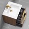 24 Inch Walnut Floating Bathroom Vanity, Gold Handles