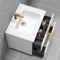 Wall Mounted Bathroom Vanity, Modern, Glossy White, 28 Inch, Gold Handles