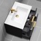 Wall Mounted Black Bathroom Vanity, Modern, 32 Inch, Gold Handles