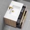 Wall Mounted Bathroom Vanity, Modern, Brown Oak, 36 Inch, Gold Handles