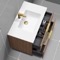 Wall Mounted Bathroom Vanity, Modern, Walnut, 36 Inch, Gold Handles