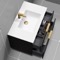 36 Inch Matte Black Floating Bathroom Vanity, Gold Handles