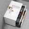 Wall Mounted Bathroom Vanity, Modern, Glossy White, 36 Inch, Gold Handles