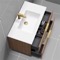 Walnut Floating Bathroom Vanity, Gold Handles, 40 Inch