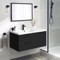 36 Inch Black Wall Mounted Bathroom Vanity, Modern