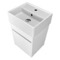 16 Inch Small Floating Bathroom Vanity, Narrow Depth, Ceramic Sink Top, 1 Door, Glossy White