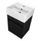 16 Inch Small Black Floating Bathroom Vanity, Narrow Depth, Ceramic Sink Top, 1 Door