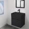 Small Black Bathroom Vanity, Floating, Modern, 24 Inch