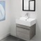 Small Floating Bathroom Vanity, Modern, Grey Oak, 24 Inch, Narrow Depth