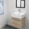 Small Bathroom Vanity, Floating, Modern, Brown Oak, 24 Inch