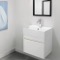 Small Bathroom Vanity, Floating, Modern, Glossy White, 24 Inch