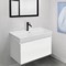 32 Inch Bathroom Vanity, Floating, Modern, Glossy White