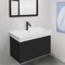 Black Floating Bathroom Vanity, Modern, 32 Inch