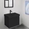 Black Small Floating Bathroom Vanity, Modern, 24 Inch