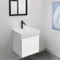 Floating Small Bathroom Vanity, Modern, Glossy White, 18 Inch