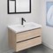 32 Inch Bathroom Vanity, Modern, Wall Mounted, Brown Oak