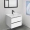 White Wall Mounted Small Bathroom Vanity, Modern, 26 Inch