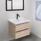 Wall Mounted Small Bathroom Vanity, Modern, Brown Oak, 26 Inch