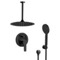 Matte Black Ceiling Rain Shower System with Handheld, Rainfall Shower Head, Shower Faucet Set