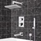 Thermostatic Tub and Shower Faucet Set with Handheld and Rain Shower Head