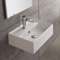 Rectangular White Ceramic Wall Mounted or Vessel Sink