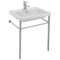 Rectangular Ceramic Console Sink and Polished Chrome Stand, 24