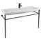 Large Ceramic Console Sink and Matte Black Stand, 48