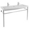 Large Double Ceramic Console Sink and Polished Chrome Stand, 48