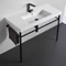 Ceramic Console Sink and Matte Black Stand, 40