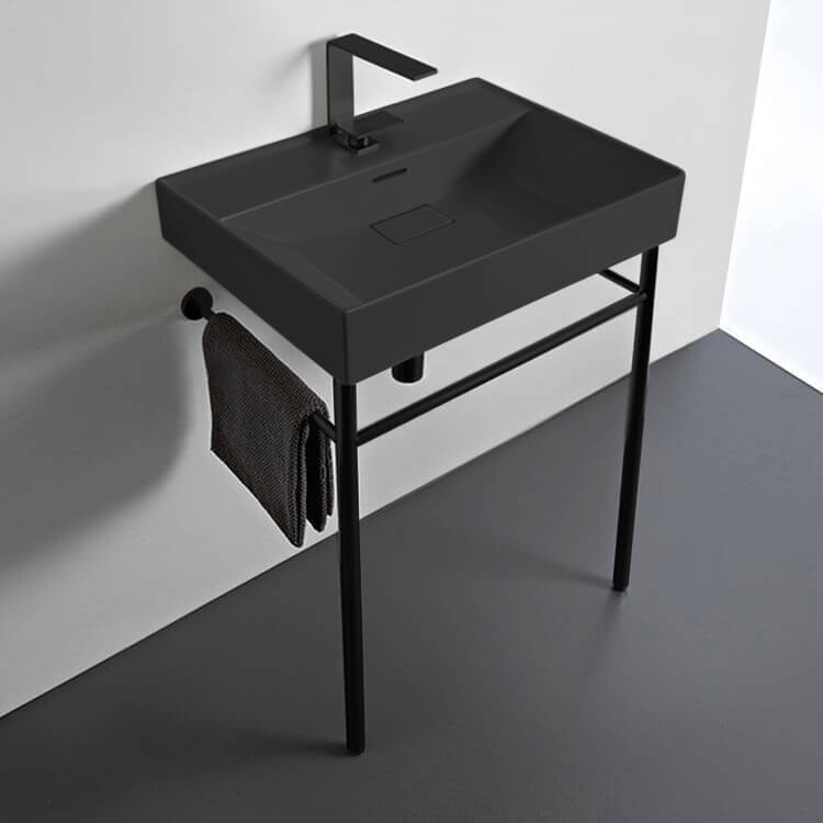 CeraStyle 037107-U-97-CON-BLK Console Bathroom Sink, Sharp | Nameek's