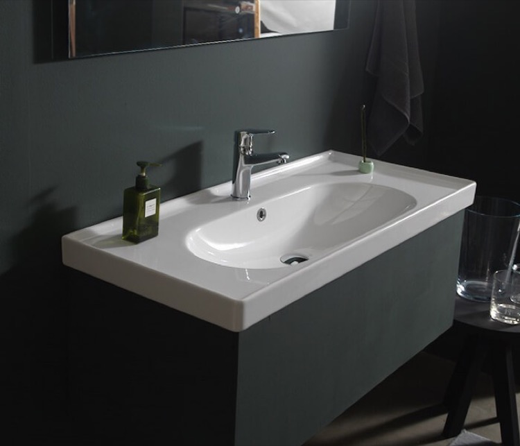 Drop in Bathroom Sink, Modern, Rectangular, 47, Arya CeraStyle 043600-U/D by Nameeks