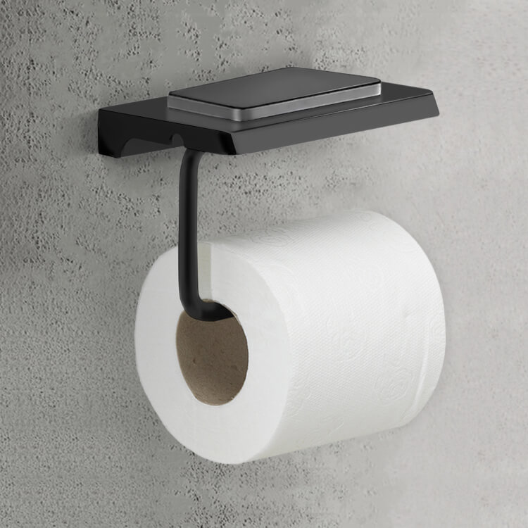 Nameeks General Hotel Contemporary Toilet Paper Holder in Matte Black
