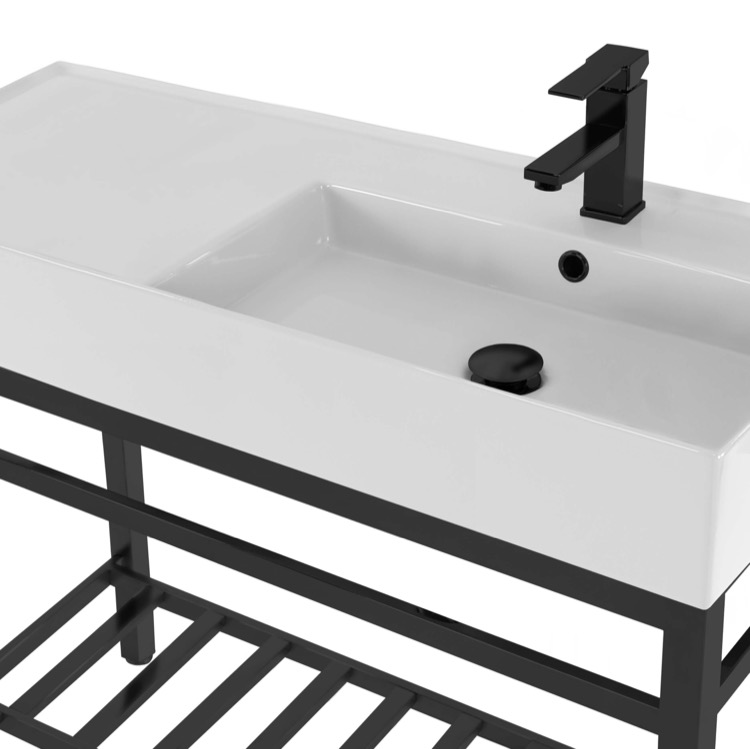 Modern Console Sink Bathoom Vanity, 32, Metal Stand, Teorema 2 Scarabeo 5123-CON2 by Nameeks